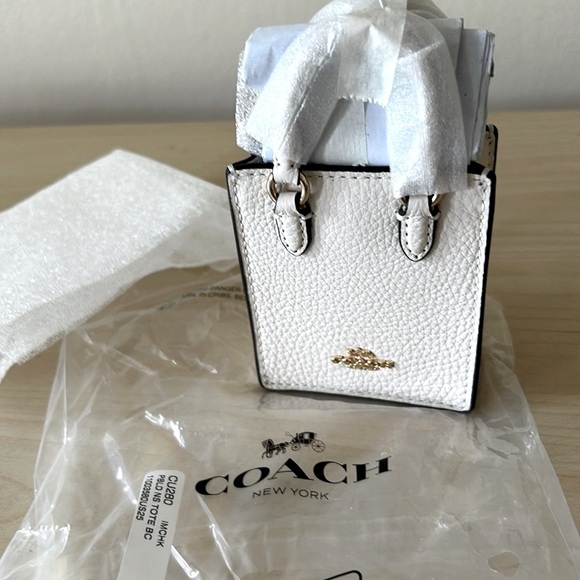 Coach White Mini Bag with Gold Accents NWT MINI - Picture 2 of 6